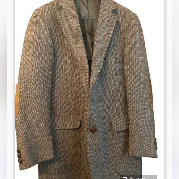 Austin Reed London Brown Men Sz 42 Wool Sport Coat Blazer Elbow Patches - Picture 2 of 10